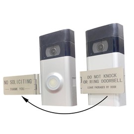 LJSCARE Front Door No Soliciting Sign & Do Not Knock Or Ring Doorbell Sign - Easy to Install on Doorbells - Prevents the Doorbell From Ringing While Napping or at Work (Silver - Left Side Mount)