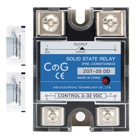 CGELE Solid State Relay SSR-25DD with Heat Sink DC to DC Input 3-32VDC To Output 5-240VDC 25A Single Phase Plastic Cover…