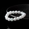 8mm white Jade Beaded Bracelet - Size: L