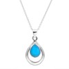 Silverly Women's 925 Sterling Silver Simulated Turquoise Teardrop Pendant Necklace, 46 cm