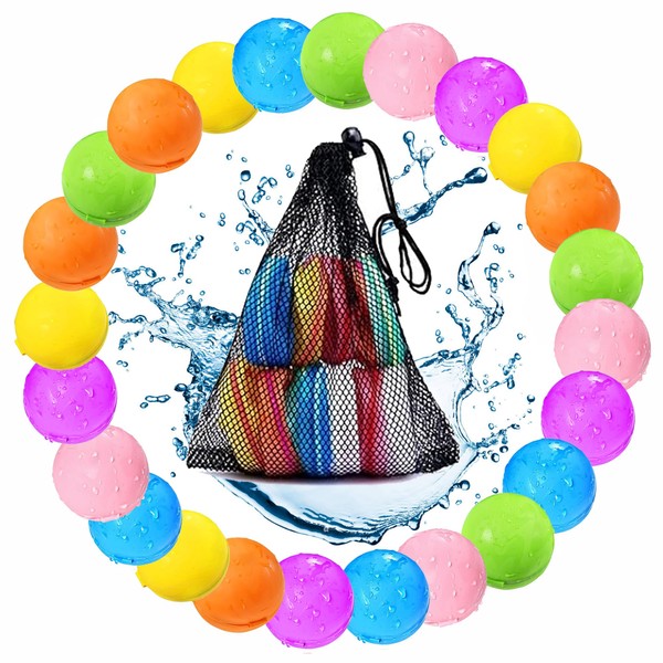 24 Pcs Water Balloons, Reusable Water Balloons,Water Balls for Kids,