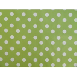 140x200cm OBLONG PVC/VINYL TABLECLOTH - LIME GREEN POLKA DOT - 6 SEATER