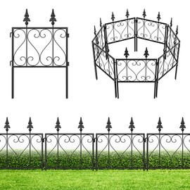 Garden Fence 7 Pack, 23.5in(H) x 8.8ft(L) No Dig Decorative Garden Fence, Rustproof Metal Wire Garden Fence Border for Outdoor Yard Landscape Patio, Small Animal Barrier Fence for Dog Rabbit Pet