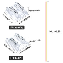 GOMING 10 mm CCT COB LED Strip Connector Set 4 Pin 10 Pieces Strip to Wire Transparent Gapless Connectors 6 Strips to Strip Connector 5 Pieces 15 cm Extension Wires