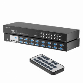 16 Port KVM Switch VGA, 16 Computers Share 1 Monitor, Keyboard, Mouse, Printer, 16 in 1 Out Rack Mount KVM with 3 USB 2.0 Portcolor: Black