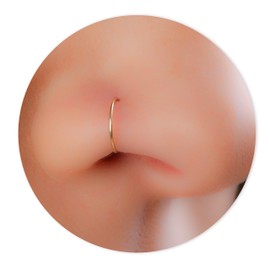Simple Nose Hoop Ring Jewelry - 24 Gauge Nose Ring Hypoallergenic Gold Filled Nose Piercing - 7mm Diameter 0.2 Inches Nose Jewelry - Unisex Nose Jewelry for Women Men