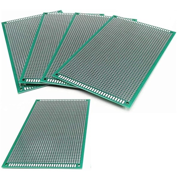 9cm x 15cm Set of 5 Universal PCB Double-sided Tin Plated Lead Free PCB Circuit Board Universal Printed Circuit Board DIY Soldering Universal Prototyping Board Free Base Double-sided Free PCB Rohs Electronic Craft