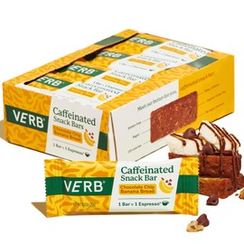 Verb Energy - Chocolate Chip Banana Bread Caffeinated Snack Bars - 110-Calorie Low Sugar Energy Bar - Nutrition Bars - Vegan Snacks - Gluten Free with Organic Green Tea, 26g (Pack of 16)