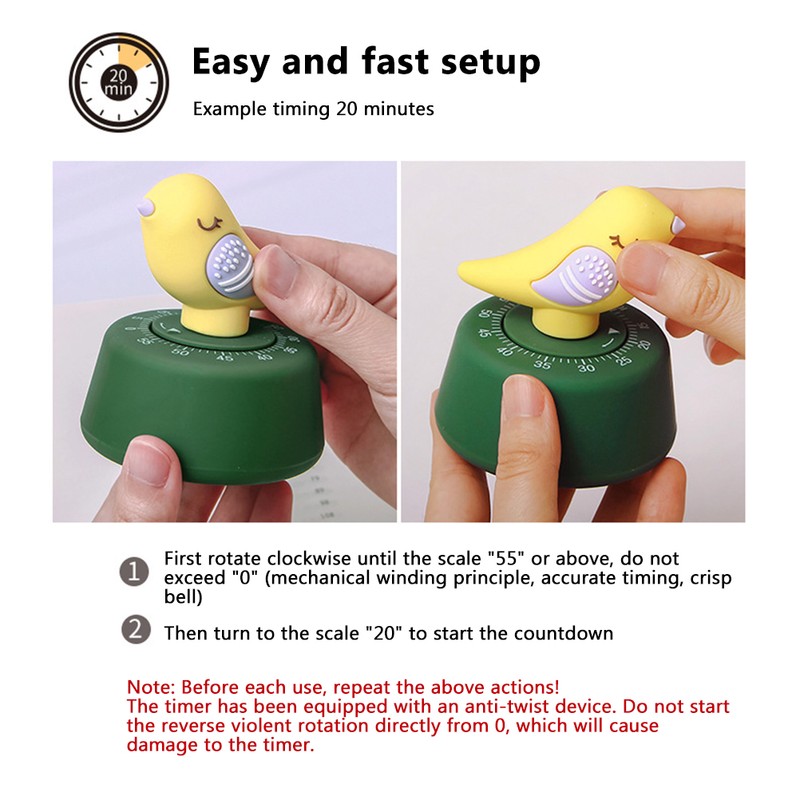 Cute Cartoon Bird Timer Kitchen Alarm Timer Time Management Tool