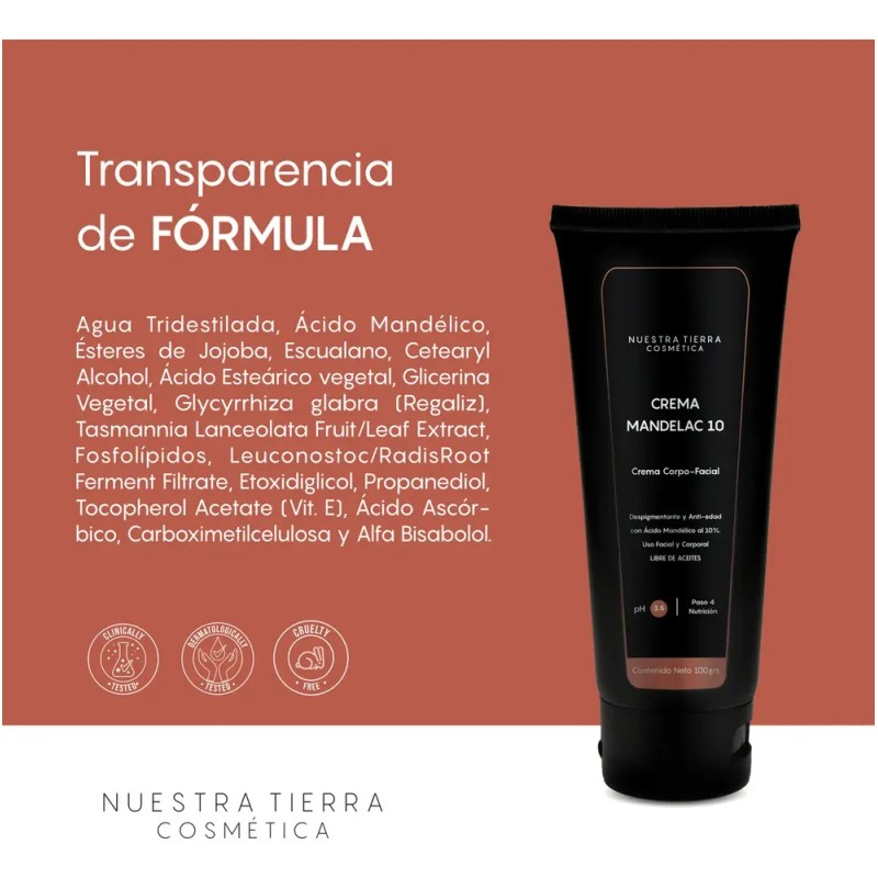 Crema Despigmentante Y Aclarante Ácido Mandélico 10% Todo Tipo De