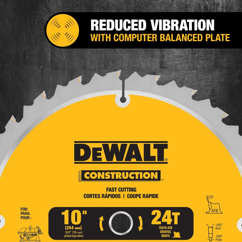 DEWALT 10-Inch Miter / Table Saw Blade, ATB, Thin Kerf,