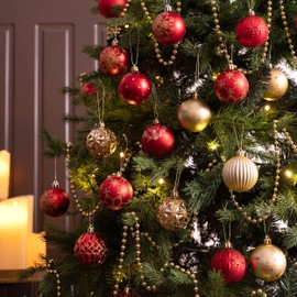 Valery Madelyn Christmas Tree Decorations Christmas Baubles Red Gold 20pcs 6cm Shatterproof Baubles for Christmas Tree Balls Ornaments for Traditional Xmas Decoration