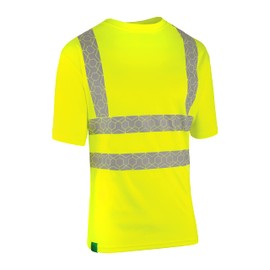 Beeswift Envirowear Saturn Yellow Hi-Vis T-Shirt Unisex Reflective Sustainable Circular Process Safety PPE Workwear - X-Large