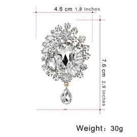 FAIRYGATE Brooches for Women UK Womens Crystal Rhinestones Large Flower Bouquet Tear Drop Pendant Brooch Pin，B3608