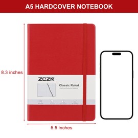 ZCZN 8 Pack Lined Journal Notebooks, 192 Pages A5 Hardcover Leather Journals for Work,Writing,School & Travel, College Ruled Journaling Notebooks for Notes Taking,Diary Journal (8 Vibrant Colors)