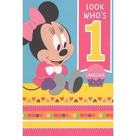 Minnie Mouse Happy 1st First Birthday Card (Age 1) - Look Who's 1 - 1-Year-Old, You're 1-derful! So Cute From Your Head All the Way to Your Feet. Here's to the Start of a Fun Year of Sweet. Have Fun