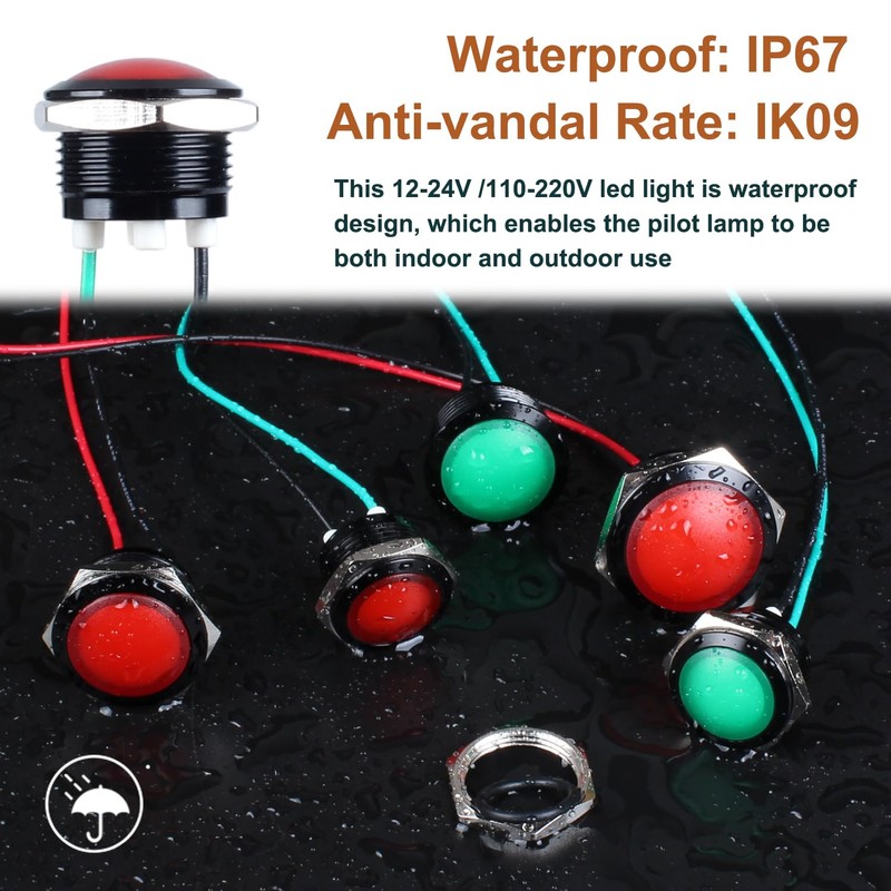 DMWD 2PCS 16mm 110VAC 125VAC Metal Indicator Light 20mA Waterproof