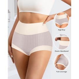 MIOTAN Women's Seamless High Waisted Underwear Cotton 4 Pack No Show Panties Lightweight Soft Briefs (Multicolor, M)