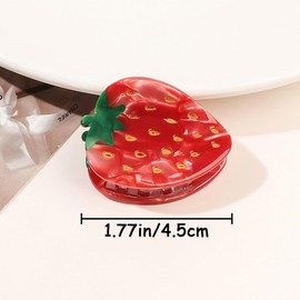 2 PCS Strawberry Claw Clips Acetate Claw Clips Strawberry Hair Clip Strong Hold Hair Claws Small Claw Clips Non-slip Hair Catch Jaw Clamp Unique Retro Design Hair Accessories for Women Girls
