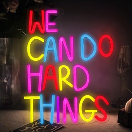 WE CAN DO HARD THINGS Neon Sign Neon Lights，Led Signs for Bedroom Wall, Bar Sign, Library, Western Home Decor,Christmas Birthday Party Gift With Dimmable Switch (13.4 x 10.6 inch)