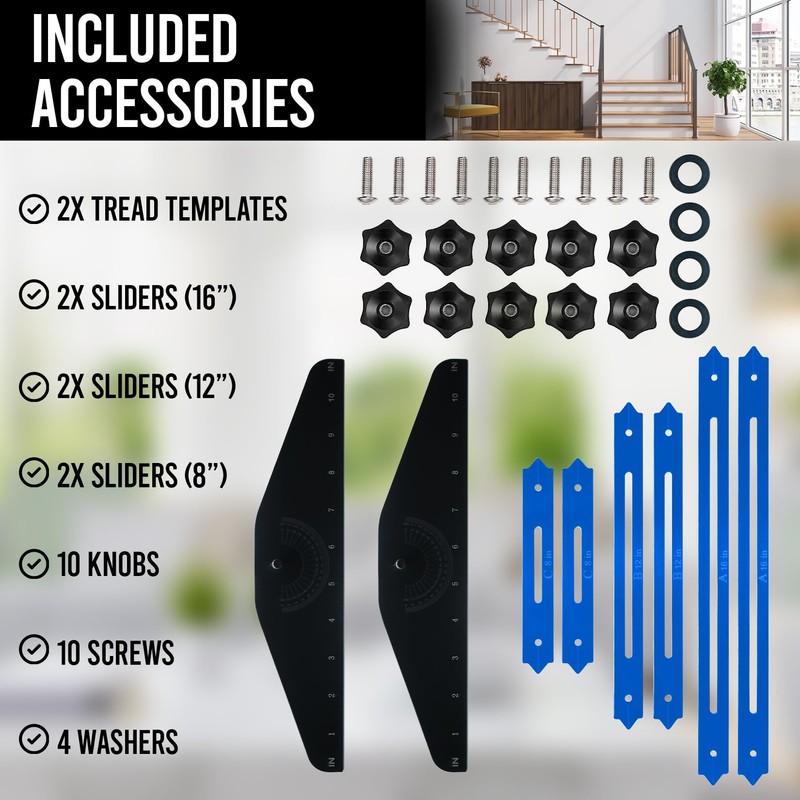 DIRECT FITS Stair Tread Template Tool and Measuring Jig for