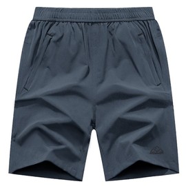 Gopune Men's Outdoor Moisture Wicking Quick Dry Shorts, Sports, Running, Shorts, Zippered Pocket Included, 01 gray, L