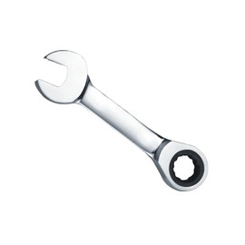 Aoktorkit Short Ratchet Spanner 16 mm, Stubby Combination Ratcheting Wrench, Professional Chrome Vanadium Steel Mini Small Ratcheting Ring Spanner for Repair Bicycle Home Metric Tool