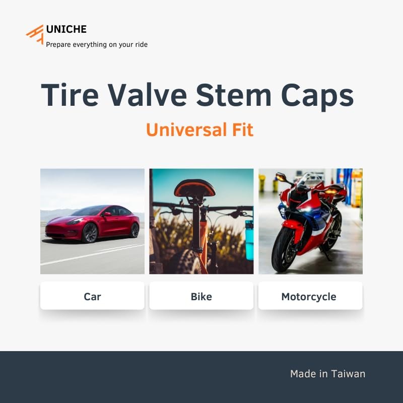 UNICHE 2-in-1 Valve Stem Caps with Valve Core Remover, Universal