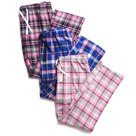 Active Club 3 Pack Cotton-Blend Flannel Pajama Pants for Women, Flannel Plaid PJ Pants for Women for Sleep and Lounge, Womens PJ Bottoms (Fl10/Fl02/Fl03, 2X)