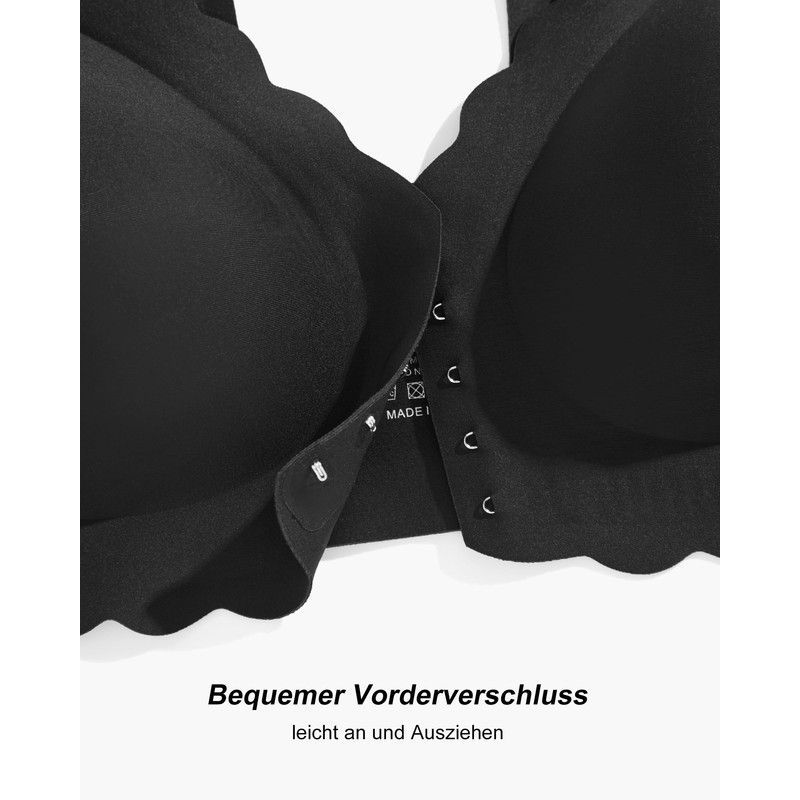 SHARICCA Women's Front Closure Bra - Without Underwire, V Neck,