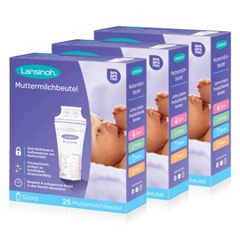 Lansinoh Breast Milk Bags - Pack of 75 - for Safe Storage and Freezing of Breast Milk - Hygienic and Space-Saving