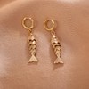Gold Fish Dangle Earrings For Women, Simple Lightweight Hoop Drop