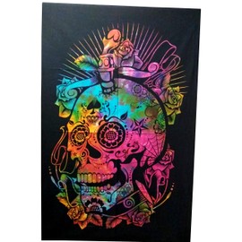 Purpledip Cotton Wall Poster Beach Throw 'Smiling Death': Bohemian Wall Hanging Tapestry (20025)