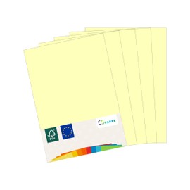 Made in the EU, 20 sheets of coloured paper, light yellow, A4, 80 g/m², CS paper, printer paper, copy paper, universal paper for printing, crafts and folding in DIN A4 format, paper for home and