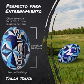 RUGBIER Special Rugby Touch Ball - High End - Training and Play - Excellent Grip and Durability - Model Rugby Touch Blue