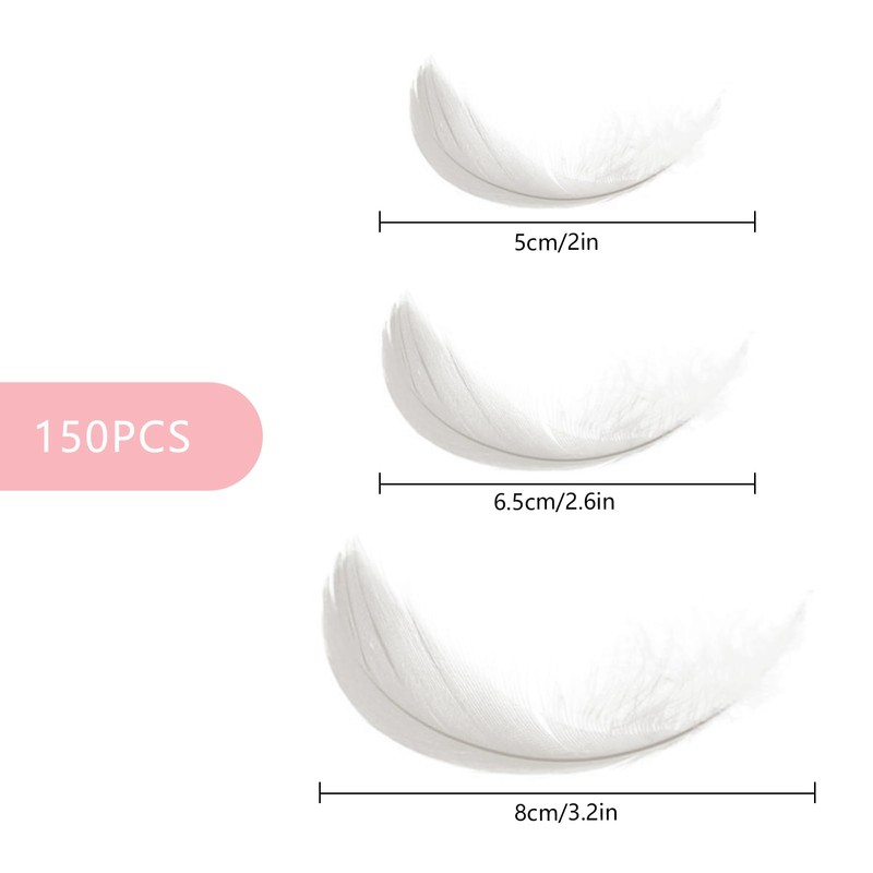 Siliget 150 Pcs White Feathers for Crafts, 5-8cm Feathers Bulk,