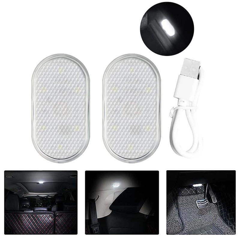 2Pcs Car Interior LED Sensor Light USB Rechargeable Touch Switch