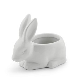 Napco 22138 Rabbit Shaped Ceramic Planter/Cache Pot, White