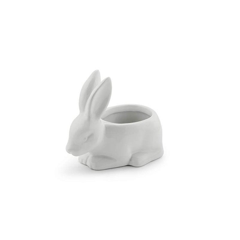 Napco 22138 Rabbit Shaped Ceramic Planter/Cache Pot, White