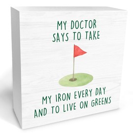 IRTAGANNY Funny Golf Court Wooden Box Sign Desk Decor, Gifts for Golf Lovers, Golfer Golfing Gifts Wood Block Sign Decorations for Home Bedroom Office Wall Tabletop Shelf Decor, 5x5 Inch