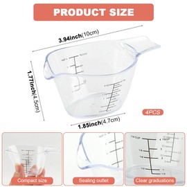 4 Pack Small Measuring Cups, Mini Measuring Cups for Kitchen, Resin, DIY