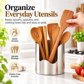 2-in-1 Utensil Rest for Kitchen Counter – Stainless Steel Spoon & Lid Holder for Organized Cooking and Cutting Board Storage