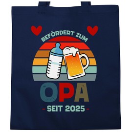 Shirtracer - Grandpa Gifts – Brourted to Grandpa – Vintage since 2022 – Cotton Jute Bag Long Handle, 1 Navy Blue, Einheitsgröße