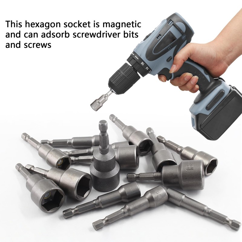 Cjueiom 2pcs 1/4" Quick-Change Hexagon Socket, 8mm Metric Nut Drivers