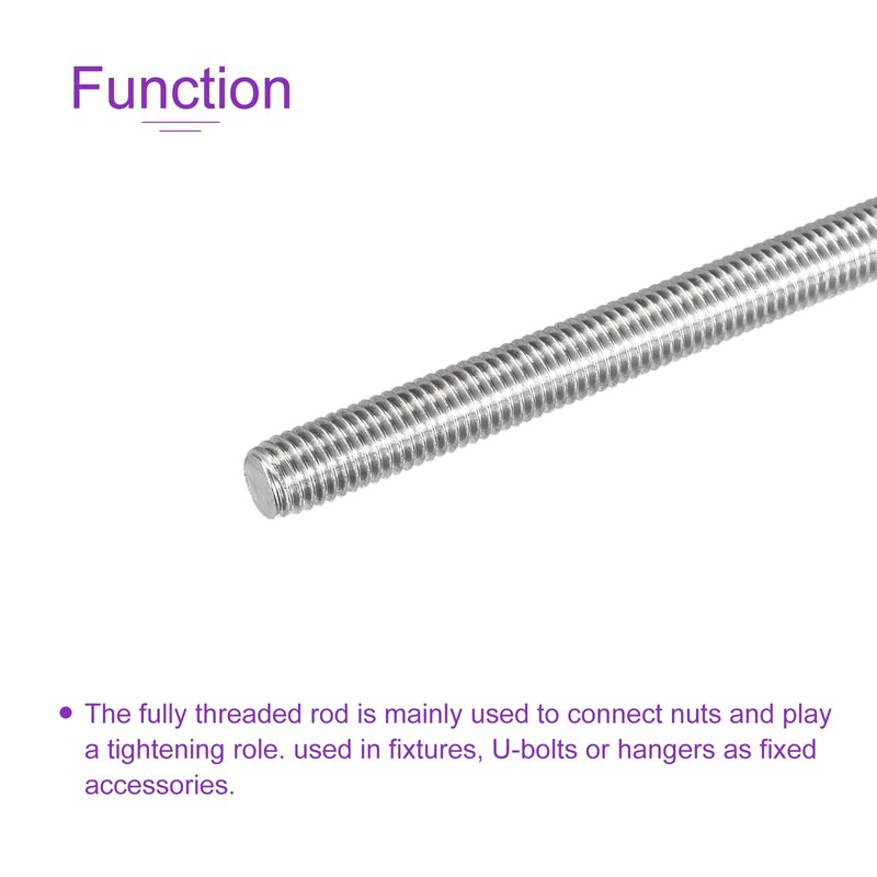 DMiotech 5 Packs Full Thread Rod 304 Stainless Steel Right