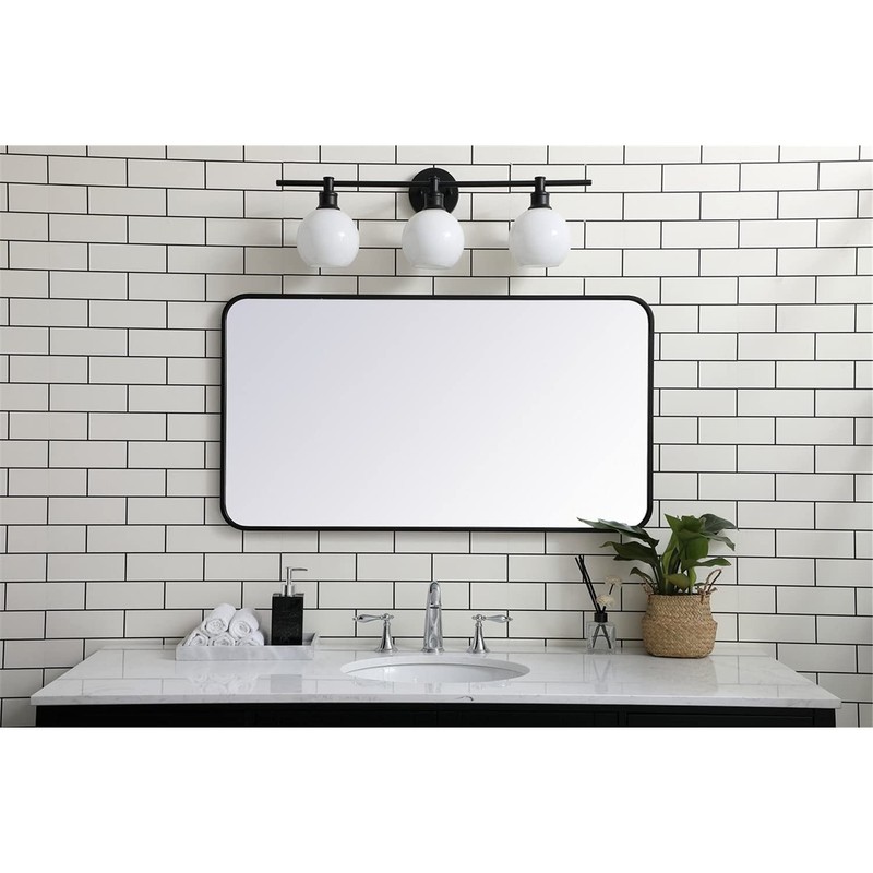 Elegant Decor Evermore 22x40 Soft Corner Metal Rectangular Mirror in