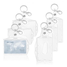 Pack of 6 ID Cases with Key Ring, Transparent Card Case, Badge Holder Cards for ID Holder, ID Sleeves, Credit Card Case (6 Pieces Keyring)