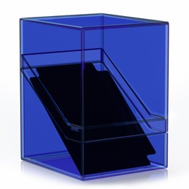 Mlikero Card Deck Cases, Acrylic Commander Deck Box Holding 100+ Sleeved Cards with Dividers, Clear Card Storage Box Fit for MTG, TCG, Sports Cards (Dark Blue)