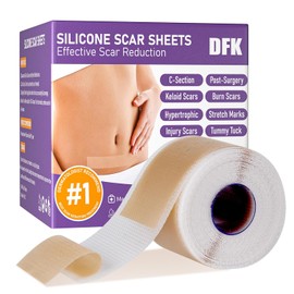 DFK Láminas de silicona para cicatrices, cinta de silicona para cicatrices (rollo de 4 x 2 m), tiras de silicona profesionales reutilizables para cicatrices, láminas de silicona suave para cicatrices