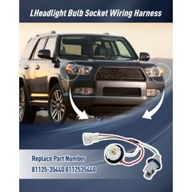 OWNDR Headlight Headlamp Bulb Socket Wire Harness Adapter Connector Fit Toyota 4Runner 2006 2007 2008 2009